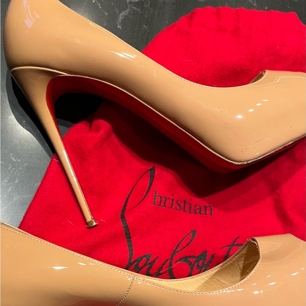 Christian Louboutin Nude Peep Toe Pumps - Picture 9 of 12